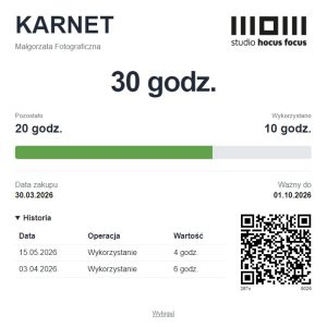 Karnet na wynajem studia