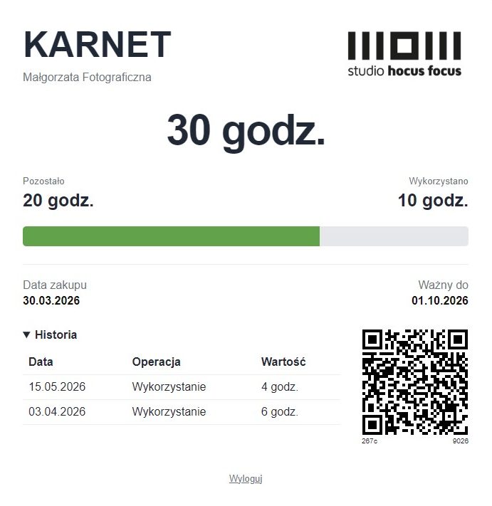 Karnet na wynajem studia