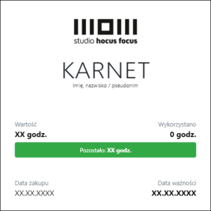 Karnet na wynajem studia