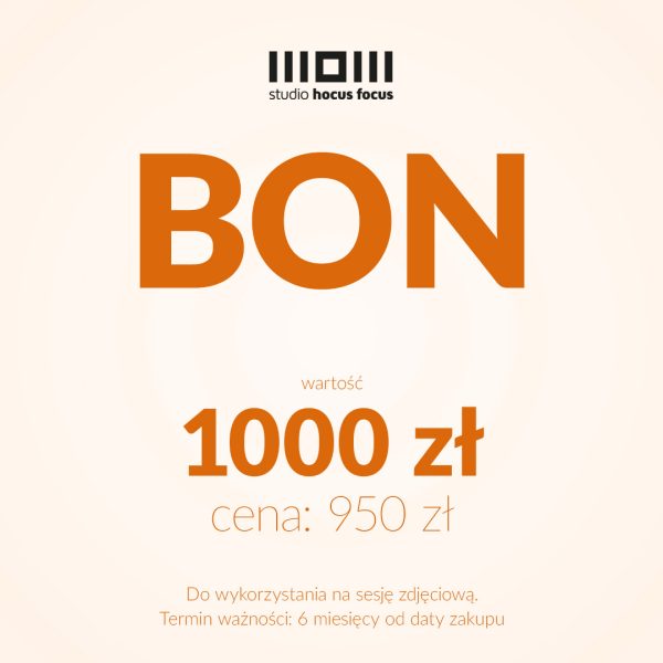 Bon na sesję zdjęciową o wartości 1000 zł